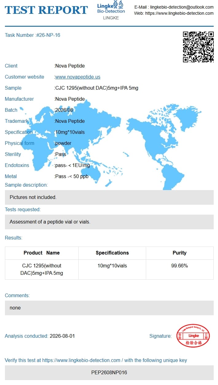 CJC-1295 / Ipamorelin certificate of analysis, page 1