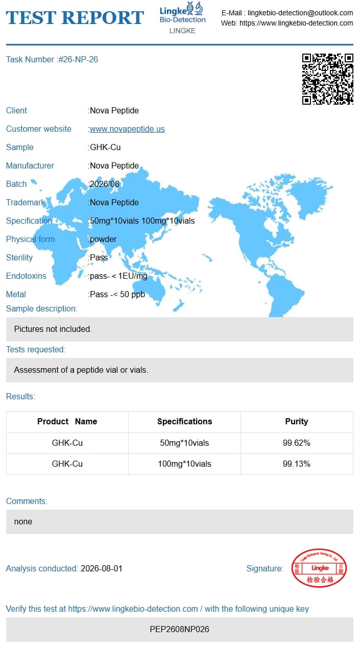 GHK-Cu certificate of analysis, page 1